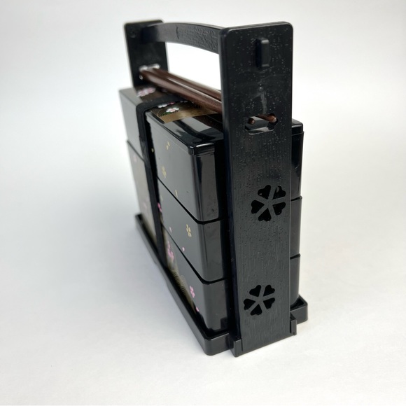 Lacquerware Japanese Bento Lunch Box 3 Layer Container Made In Japan - Picture 4 of 7